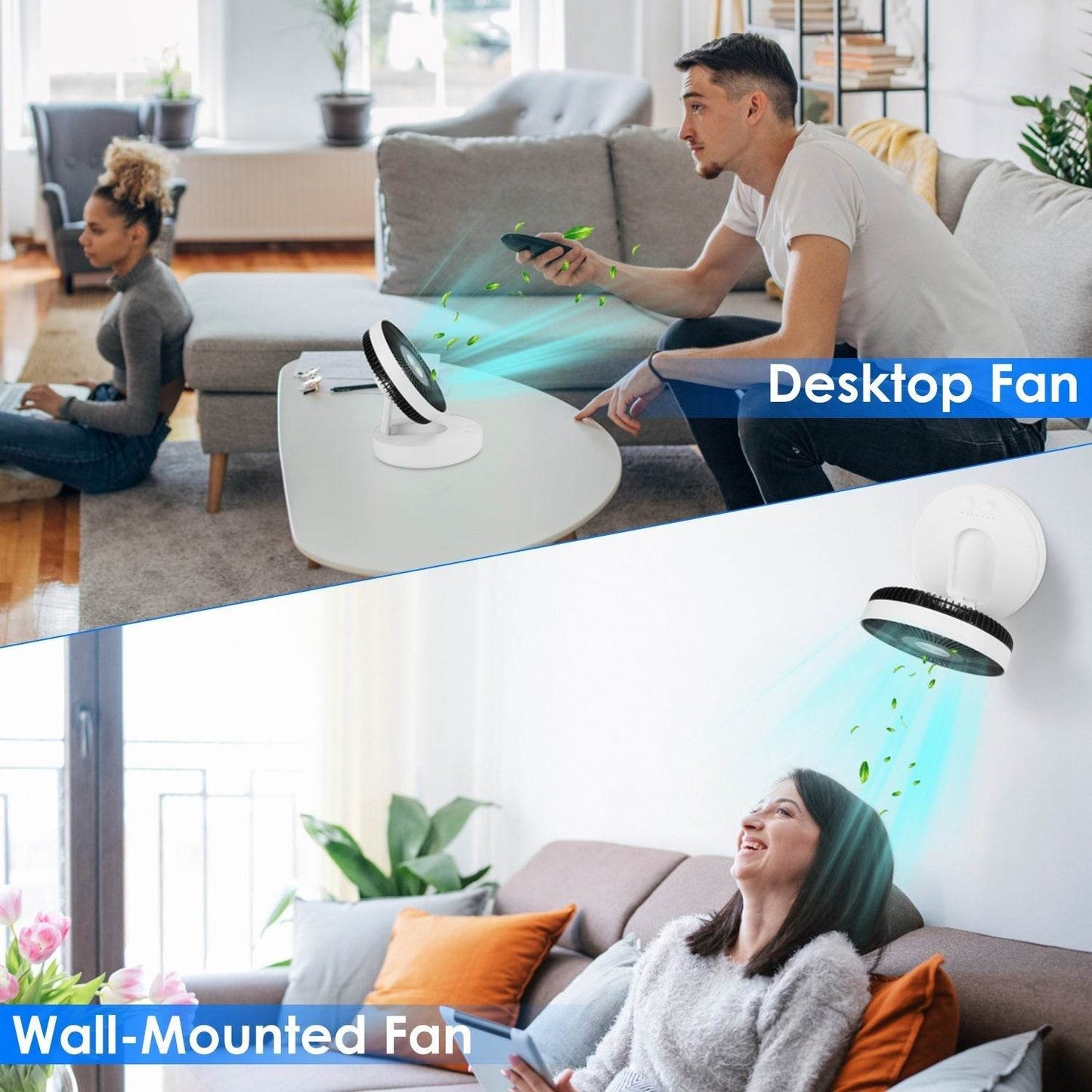 Foldable Rechargeable Portable Remote Control Desk Fan - Velora