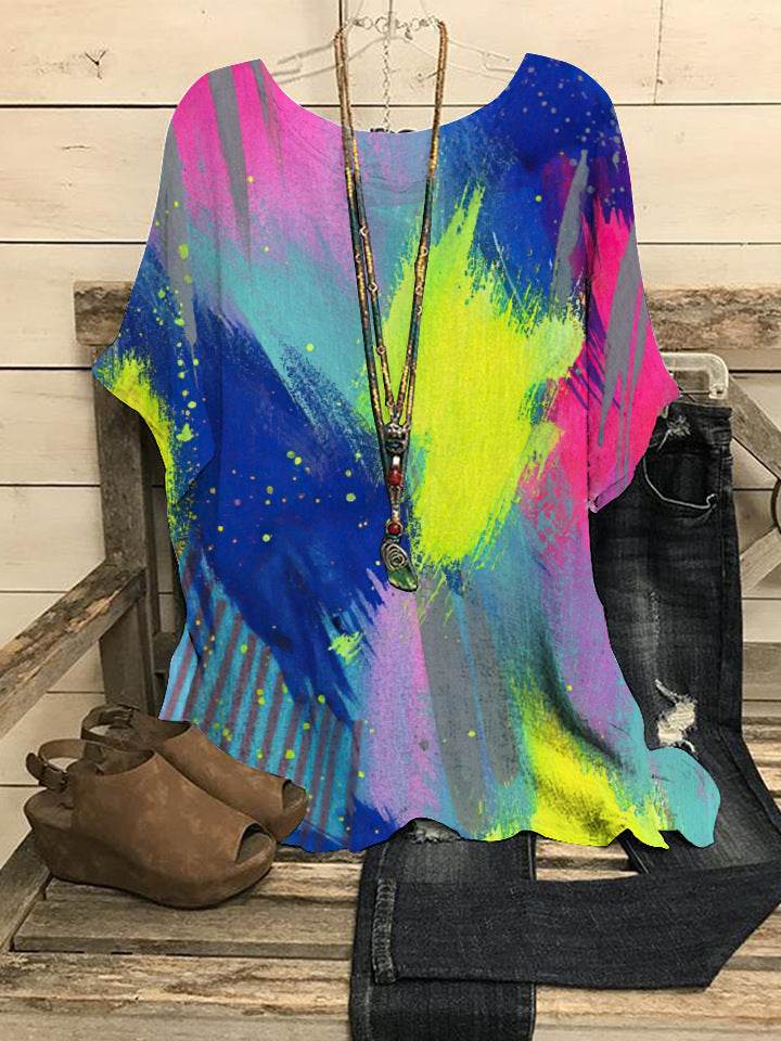 Summer Loose blouse Round Neck Short Sleeve Cotton And Linen Top For Women - Velora