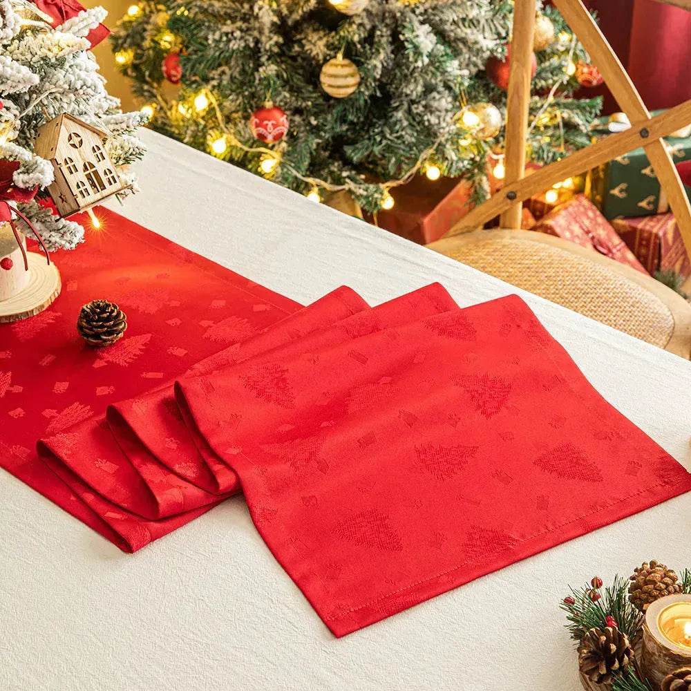 Christmas Table Runner Dark Jacquard Dining Table - Velora