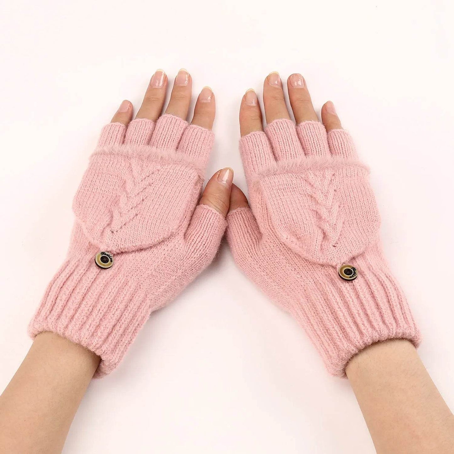 Wool Fingerless Gloves Women's Warm Fashionable Knitted Half Finger Oversleeves - Velora