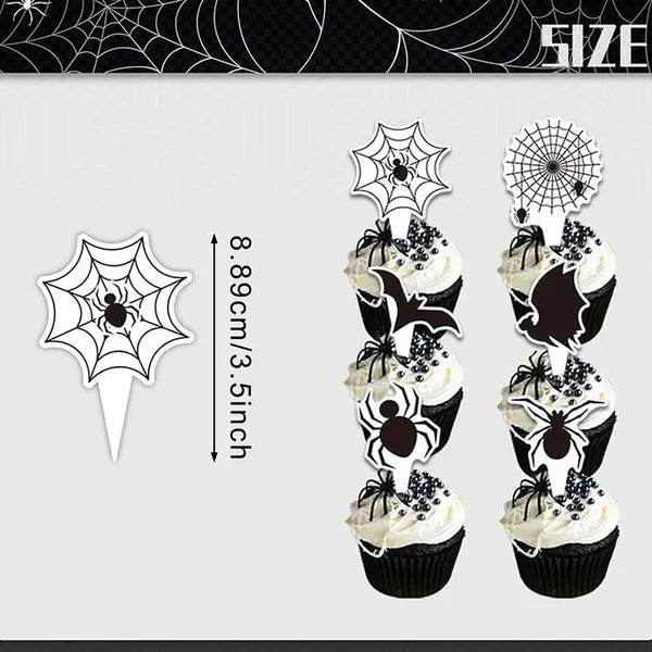 3 Tier Halloween Cupcake Stand Black Spider Web Cardboard Cupcake Stand Spider Bat Cupcake Toppers Halloween Cupcake Holder Tower For Halloween Birthday Party Supplies - Velora