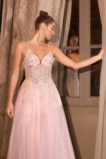 deep V-neckline and a sheer
