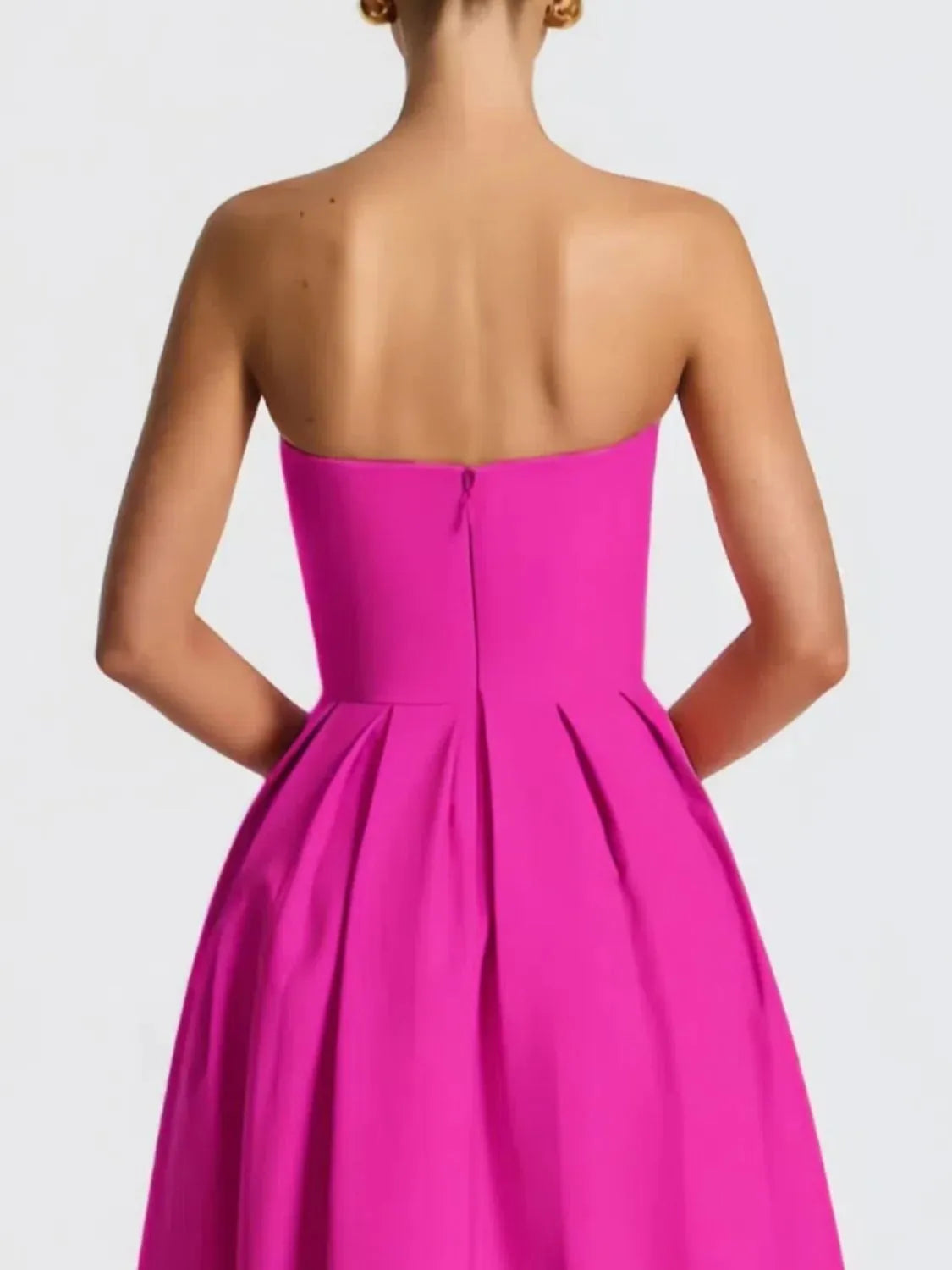 Solid Color Tube Midi Dress - Velora