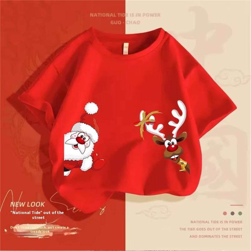 Christmas Elk Cotton T-shirt Boy - Velora
