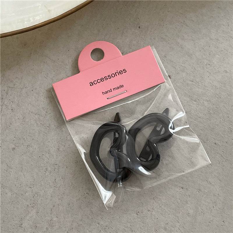 Girl's Love Side Bang Clip Frog Buckle Word Clip Fashion Color Plastic Hairpin A Pair Of Hairclips - Velora