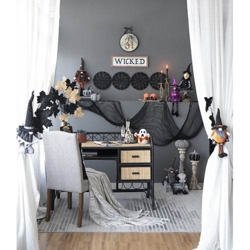 8.3x5x24 Fabric Standing Gnome W Orange Banner Spring Body, For Halloween Decor - Velora