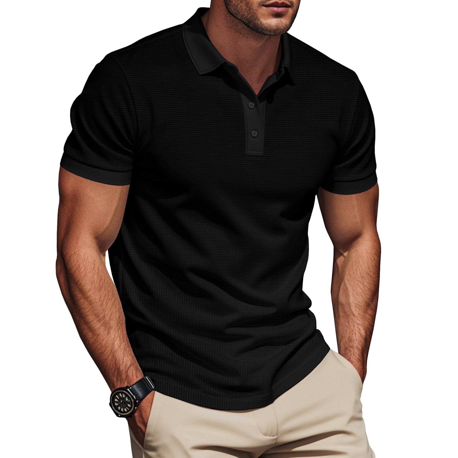 Lapel Color Matching Short Sleeve Plus Size Men - Velora