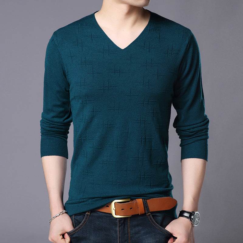 Men's Casual V-neck Thin Base Long Sleeve - Velora