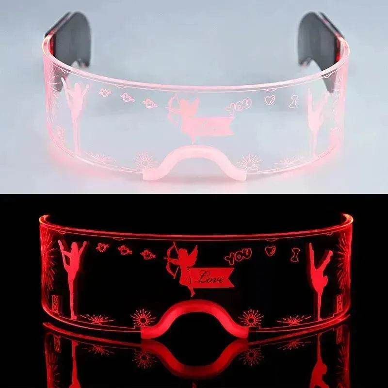 Trendy Unisex 3D Luminous LED Light up Glasses for cosplay Rave Festivals Bars Clubs Parties Futuristic Light up Eyeglass - Velora