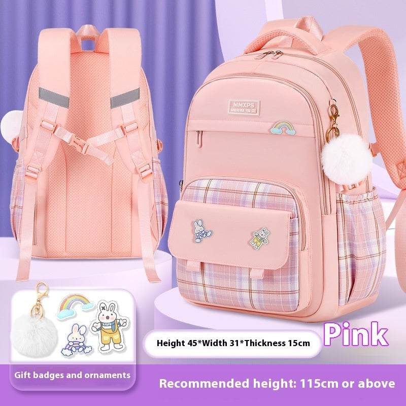 Primary School Student Schoolbag Girls' Plaid Backpack - Velora