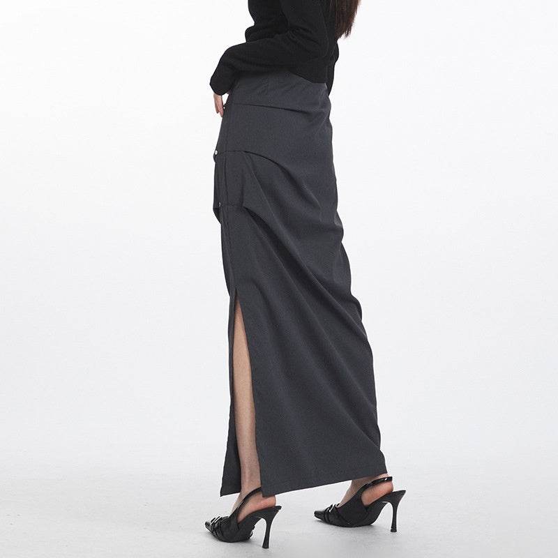 Retro Design Casual Temperament Side Slit long Pencil Skirt for work - Velora