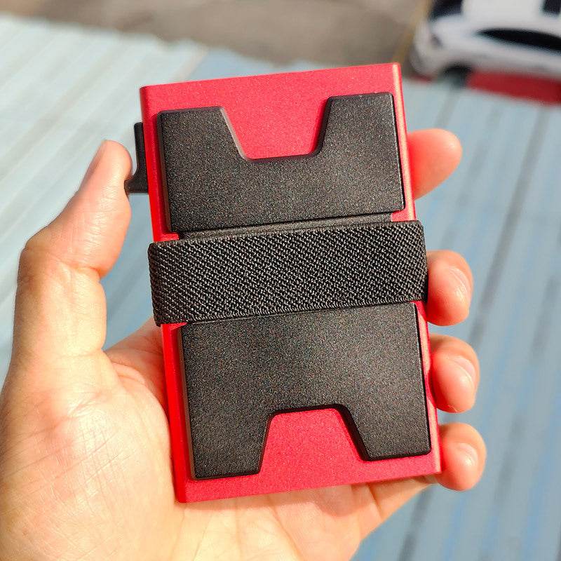 Men's Metal RFID Anti-magnetic Aluminum Alloy Elastic Band Wallet Card Holder - Velora