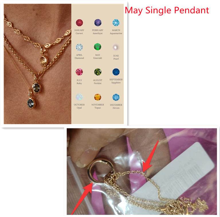 Stainless Steel Twelve Birthday Stone Necklace 12 Birthday Stone Love Pendant Moon Stone Women's Gift Jewelry - Velora