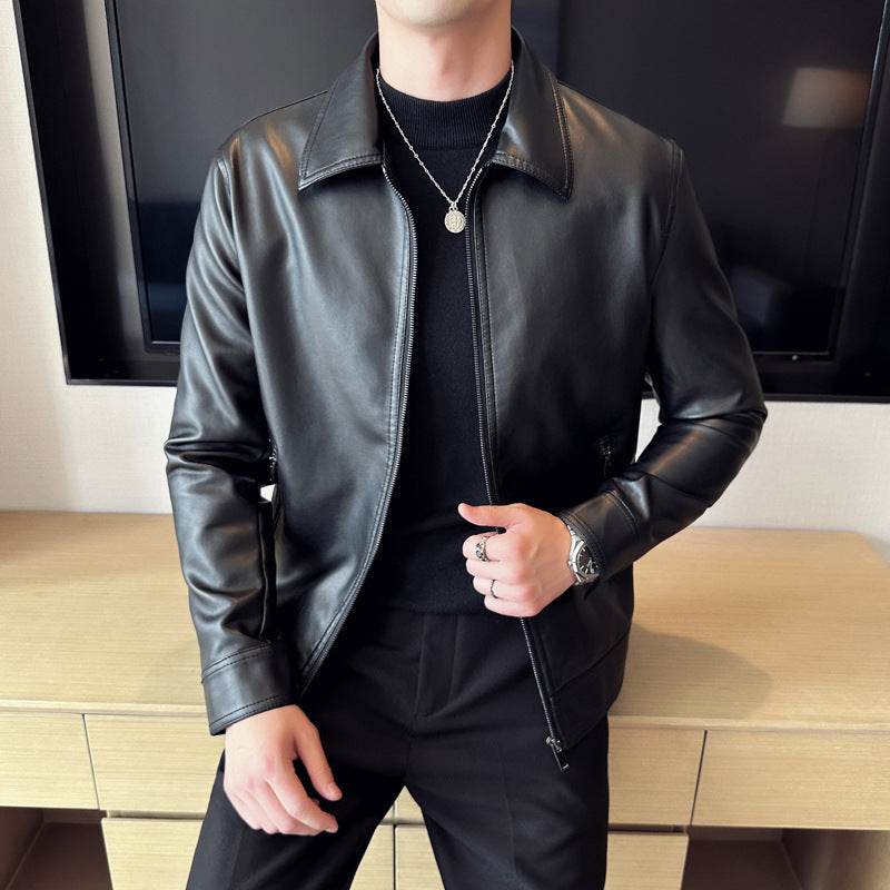 Leather Lapel Light Business Men's Jacket - Velora