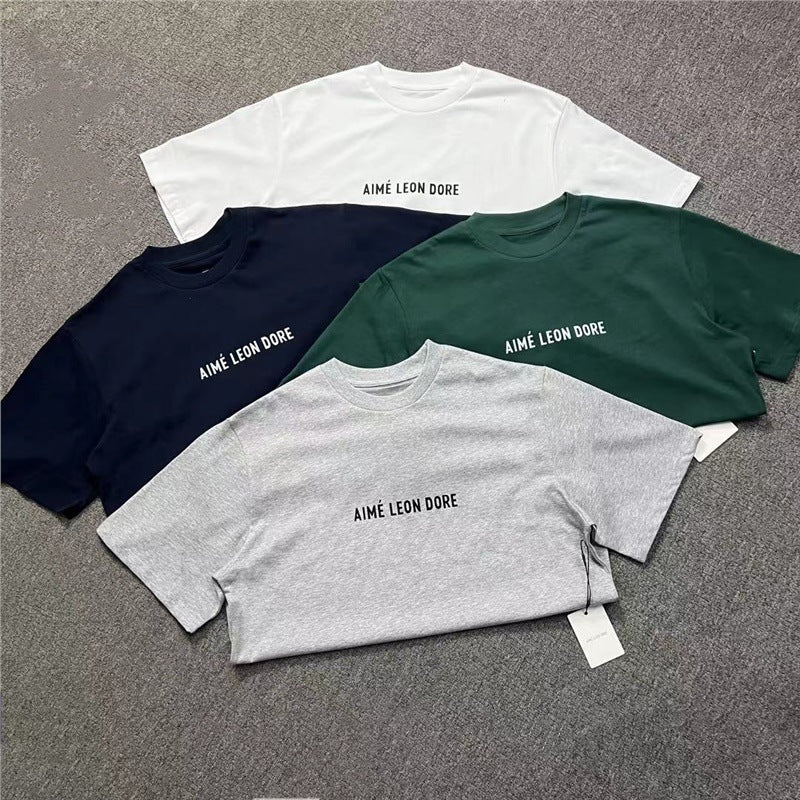 Classic letter-printed landmark building round-neck loose couple short-sleeved T-shirt trend Hypersku
