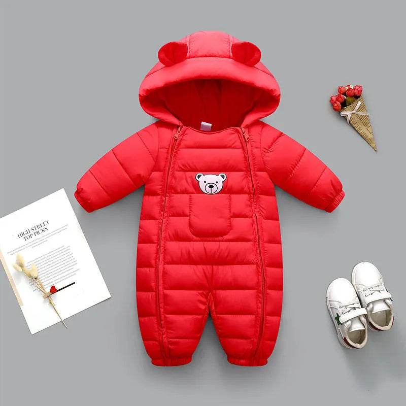 Infant Baby Puffer Hoodie Overall Romper Jumpsuit - Velora