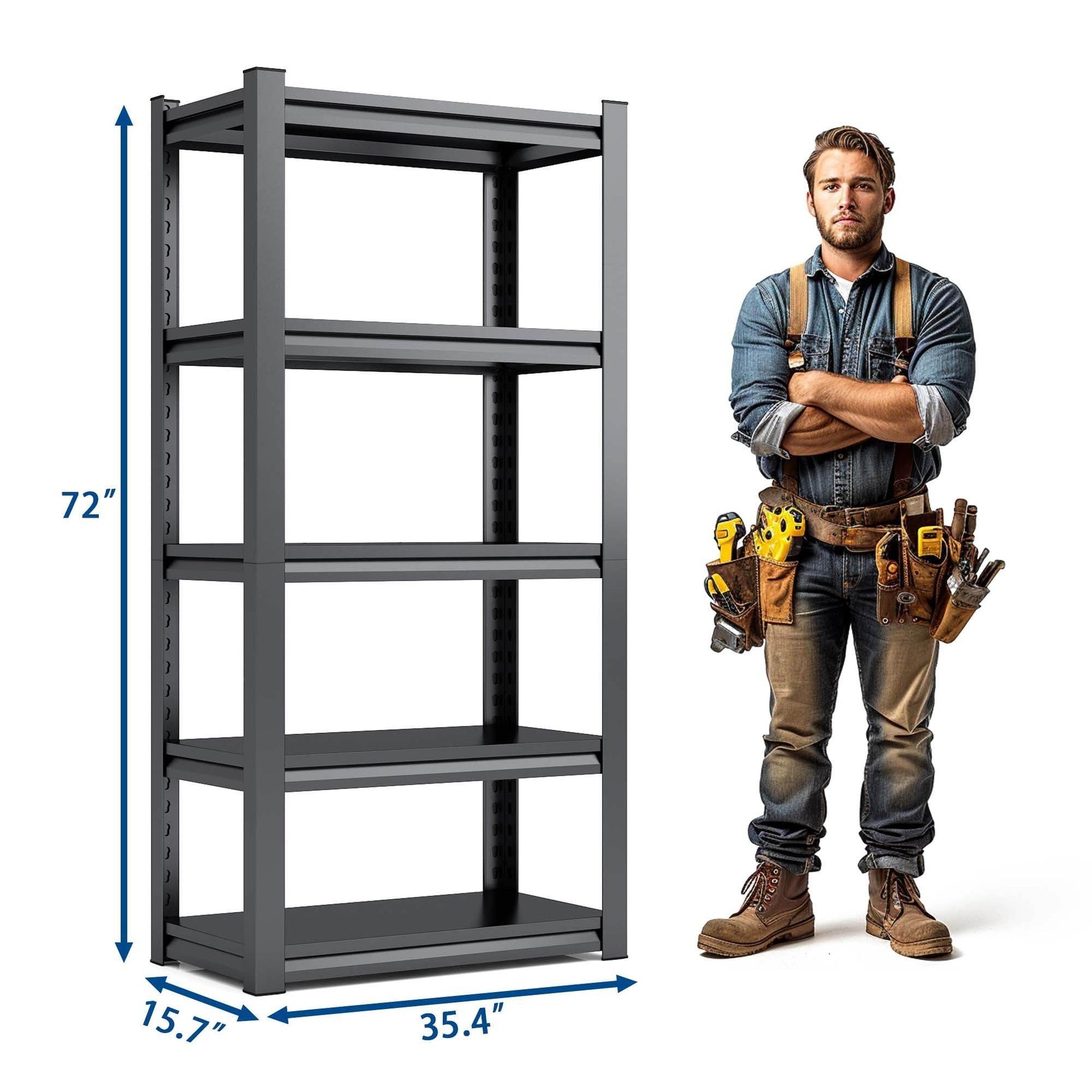Tier Metal Shelves For Storage Garage Shelving 2000LBS Heavy Duty Storage Shelves Adjustable Garage Shelf Industrial Shelving Unit Storage Utility Rack,Black - Velora