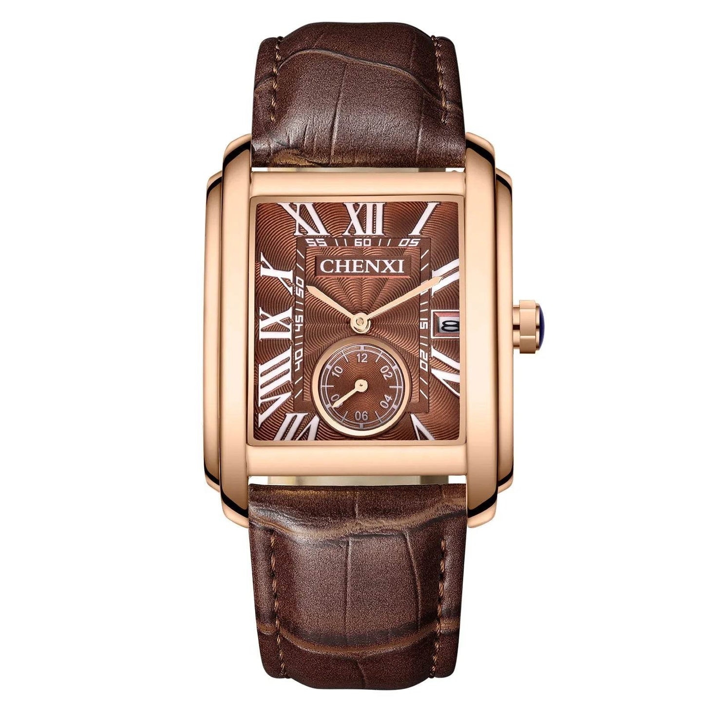 Square Quartz Leather Strap Alloy Watch Men - Velora