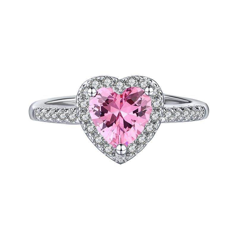 Fashion Jewelry Micro-encrusted Zircon Diamond Love Peach Heart Ring Female Luxury High-end Marriage Niche Temperament Hand Jewelry - Velora