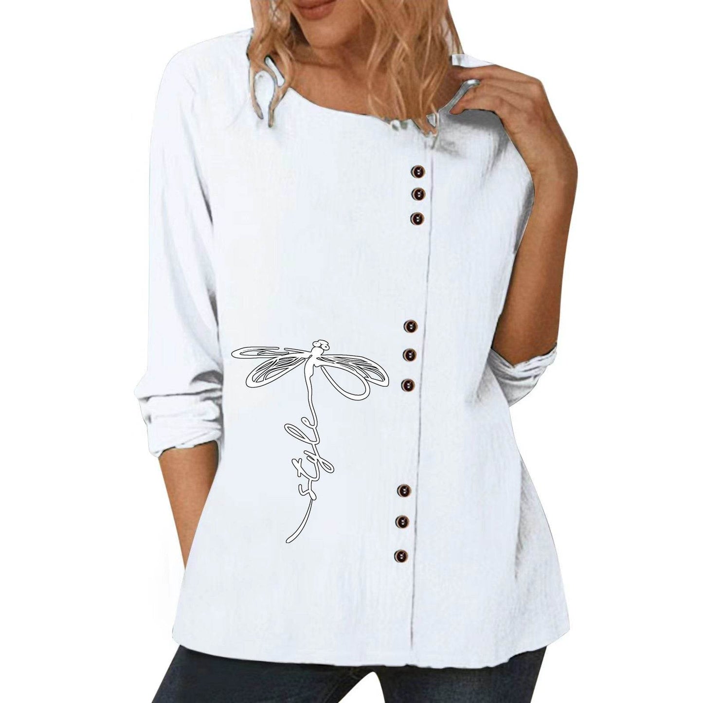 Casual Loose Cotton And Linen Long-sleeved summer Blouse Top For Women - Velora