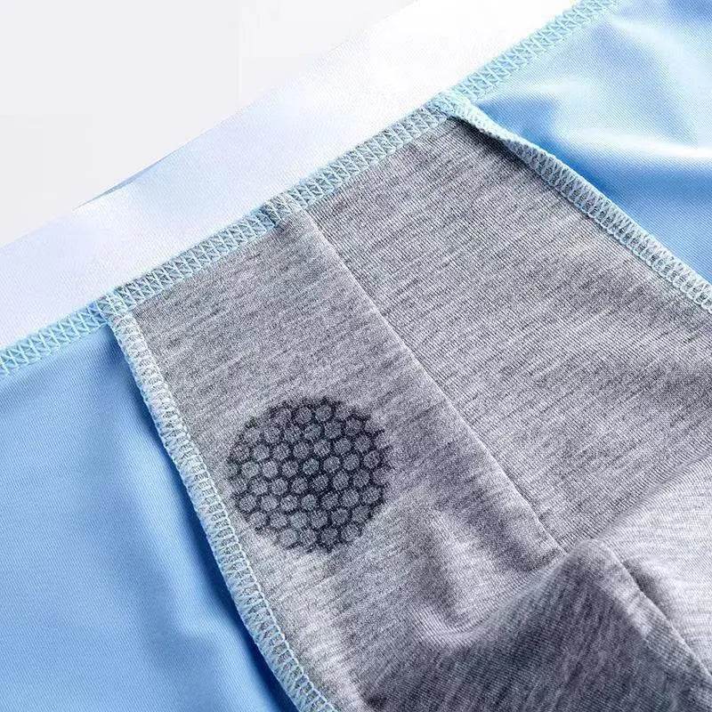 Men's 4-pack Plain Mid waist Boxer Brief Ice Silk Underwear. - Velora