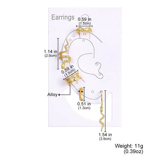 Punk Gold Plated Animal Snake Clip Earrings Ear Clip Without Piercing For Women Fake Piercing Ear Cuffs Trendy Jewelry - Velora