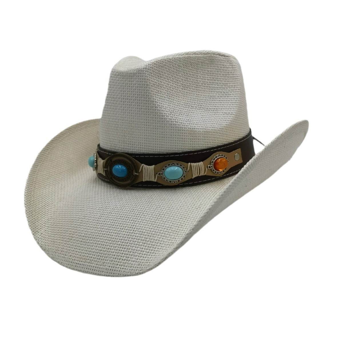Summer Outdoor Ethnic Style Felt and Straw Cowboy Hat - Velora