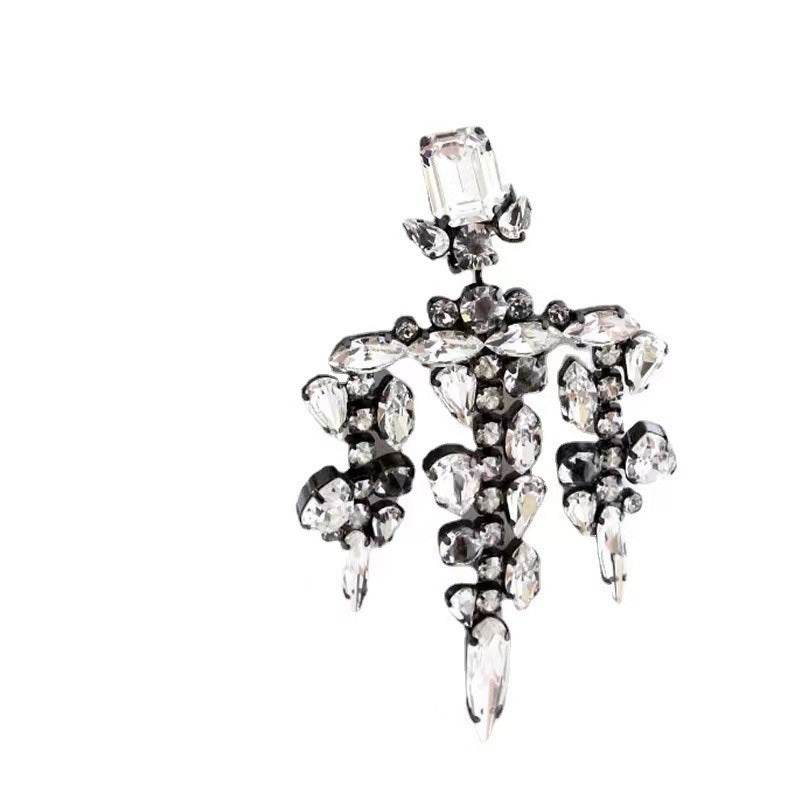 Luxury Sparkling Rhinestone Water Drop Tassel Stud Earrings - Velora