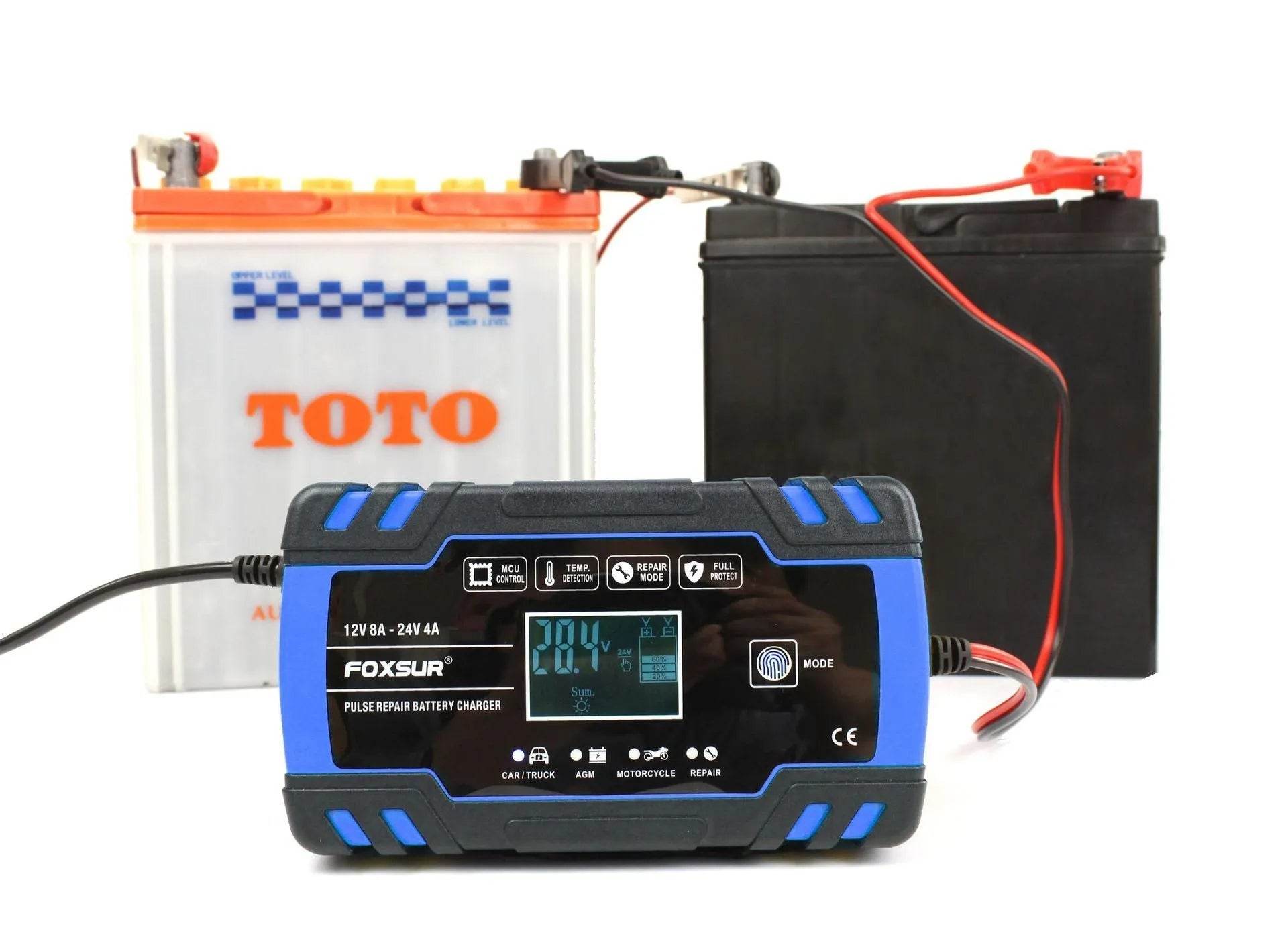 Universal LCD Display Smart Battery Charger For Motorcycles, Cars, Trucks - Velora