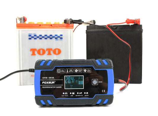 Universal LCD Display Smart Battery Charger For Motorcycles, Cars, Trucks - Velora