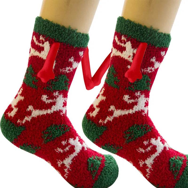 Soft Carton Christmas-themed Fleece Winter Home socks for Women - Velora