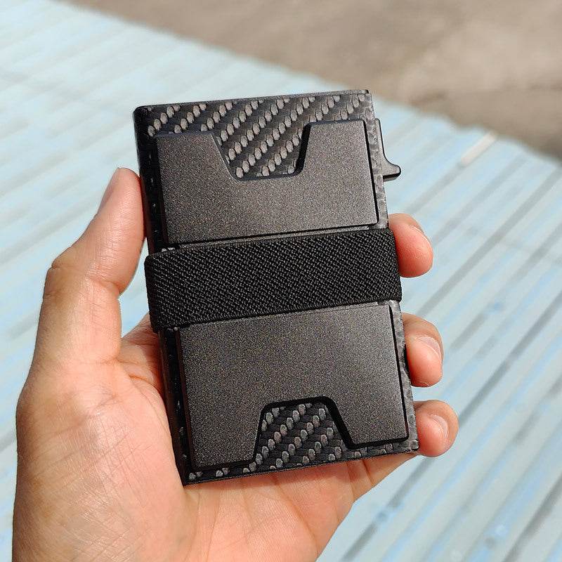 Men's Metal RFID Anti-magnetic Aluminum Alloy Elastic Band Wallet Card Holder - Velora