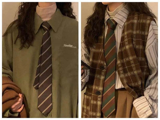 Striped Tie Retro Style Contrast Color - Velora