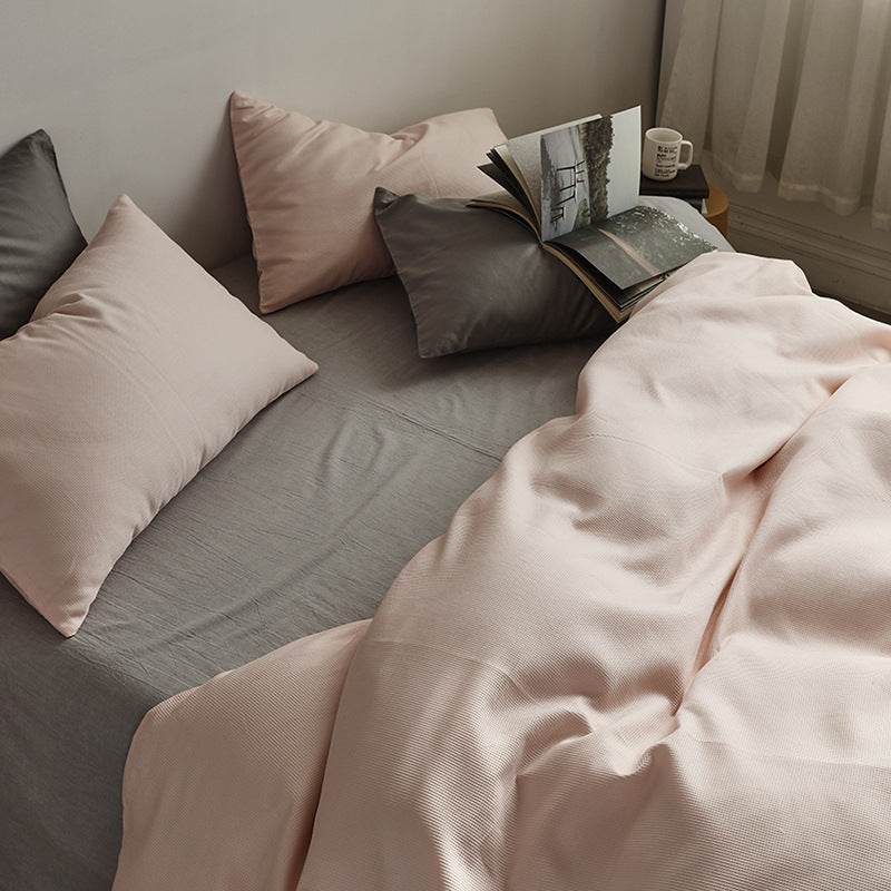 Dormitory Three 4-piece Sets Of Washed Cotton - Velora