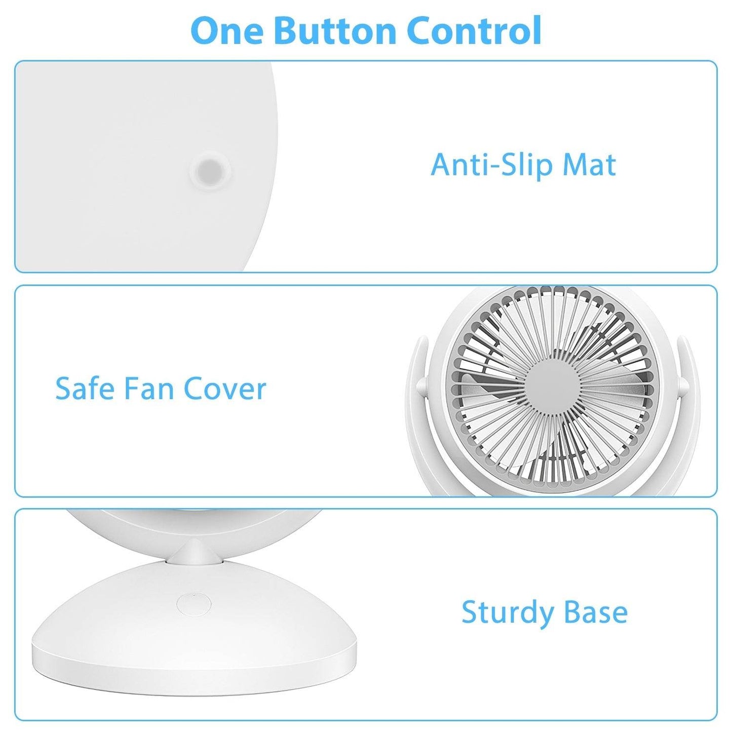 Portable Desk Fan Rechargeable Oscillating Tilting Fan With 4 Speeds 360 Degree