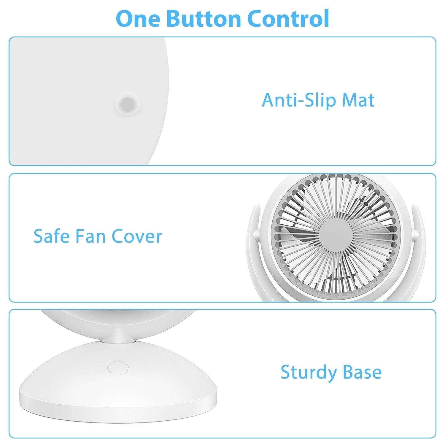 Portable Desk Fan Rechargeable Oscillating Tilting Fan With 4 Speeds 360 Degree - Velora