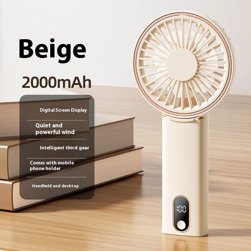 Mini Folding Digital Display Mute Refrigeration Handheld Fan - Velora