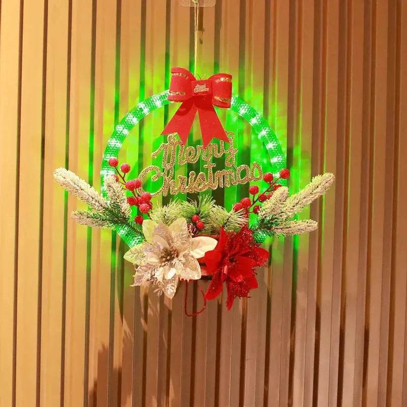 Christmas Luminous LED Light Garland Door Hanging wreaths Decorations - Velora