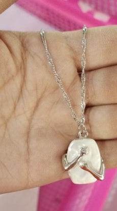 Unique Square Baroque Pearl Couple Pendant Necklace Valentines Day Lover Gift Party Jewelry - Velora