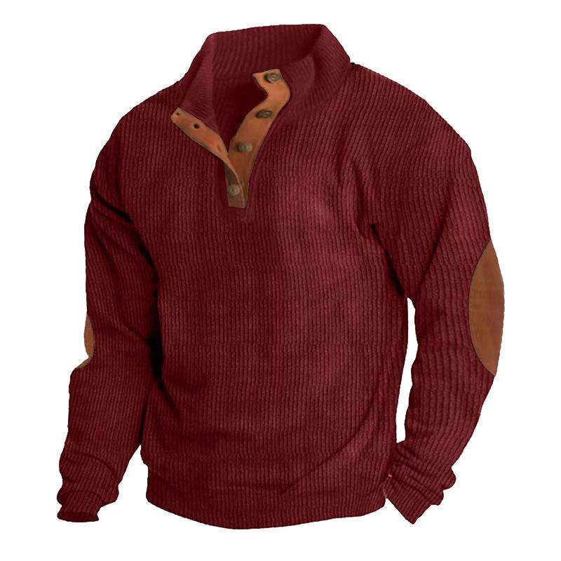 Corduroy Casual Stand Collar Long-sleeved Sweater men - Velora