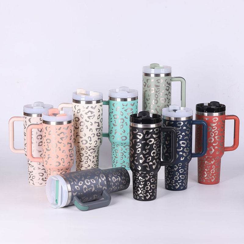 40 Oz Tumbler With Handle Straw Insulated, Stainless Steel Spill Proof Vacuum Coffee Cup Tumbler With Lid Tapered Mug Gifts For Valentine Lover Suitable For Car Gym Office Travel - Velora