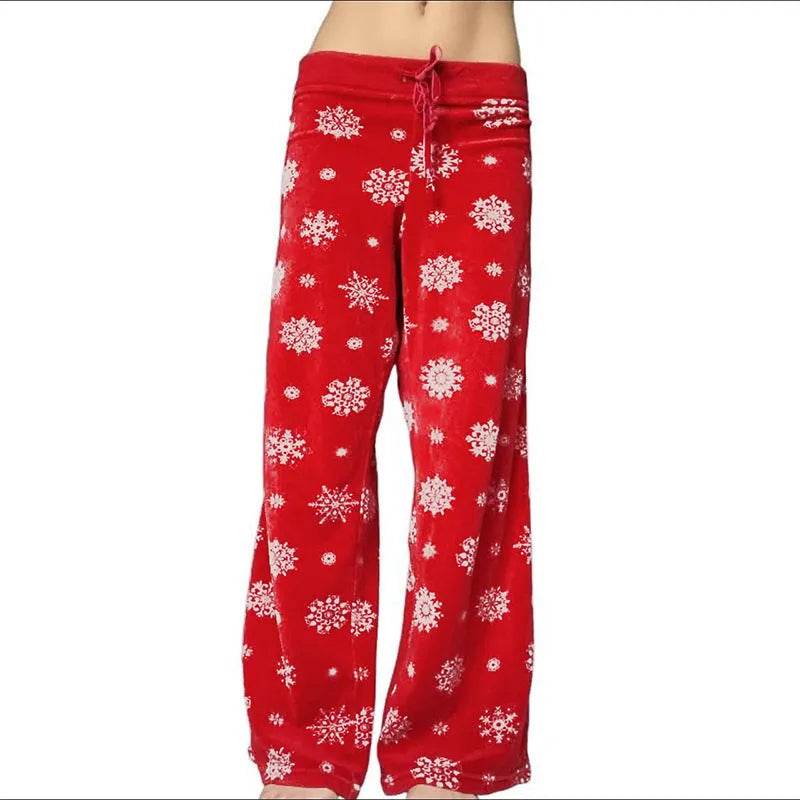 Snowflake Casual Straight Leg  trouser Pants For Women