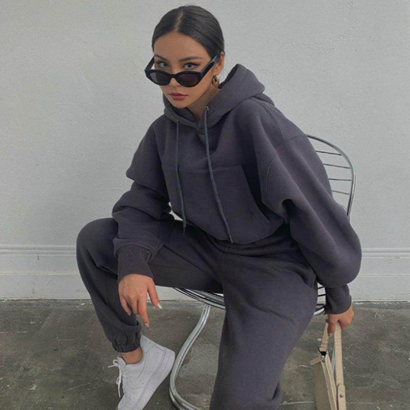 New Style Autumn And Winter Women's New Casual Hoodie Coat Sports Suit - Velora