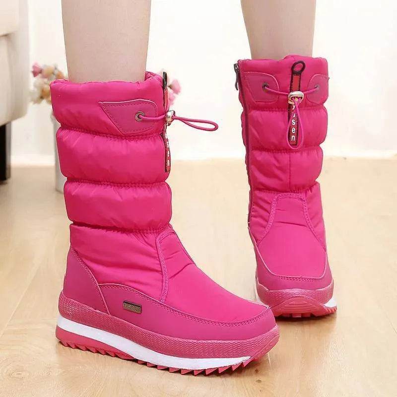 Winter boots New Plus Velvet Thick Cotton Shoes Thermal Middle Tube Waterproof Non-slip Boots - Velora