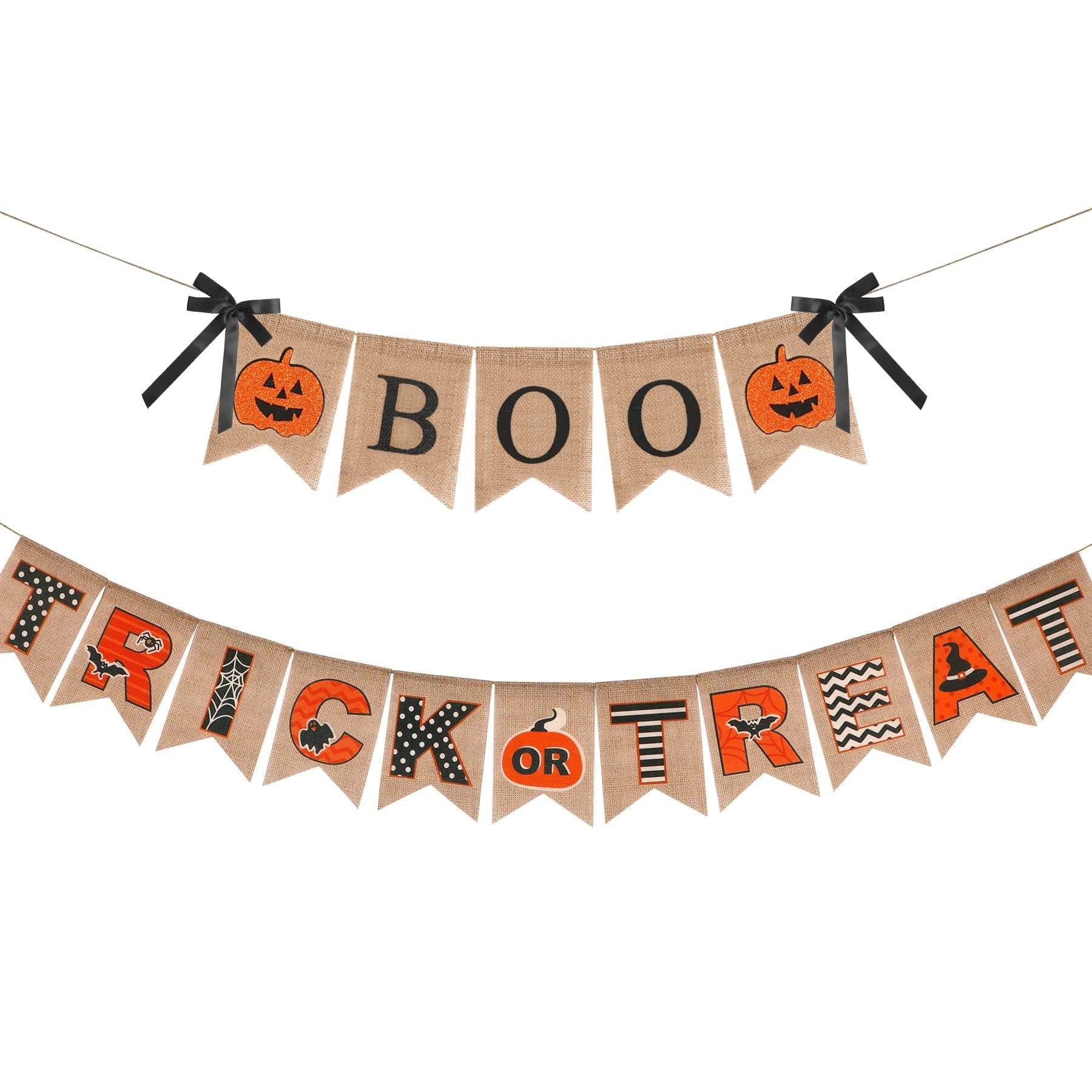 Halloween Burlap Banner Halloween Party Mantel Wall Hanging Supplies For Home Farmhouse Patio - Velora