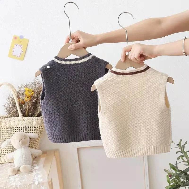 Children Knitted Chunky Sweater Outwear Vest kids - Velora