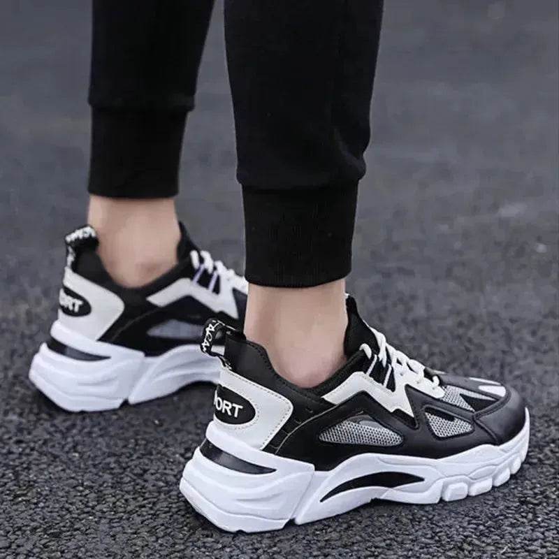 Y2K Fashion Outfit White Sneakers Men Non Slip Walking Running Shoes Sports - Velora