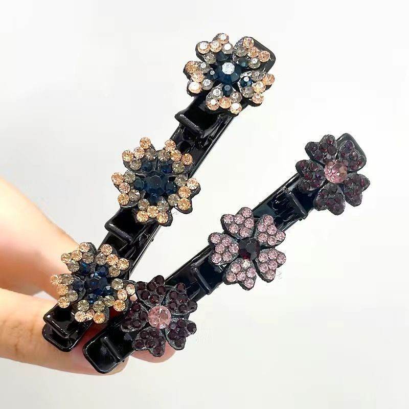 Girls Floral Rhinestone Bling Hair clip Hair Accessories - Velora