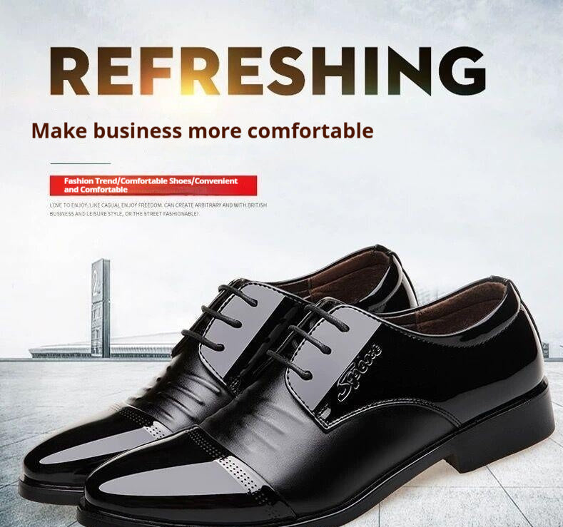 Men's Autumn Height Increasing Casual Black Groom Wedding Shoes - Velora