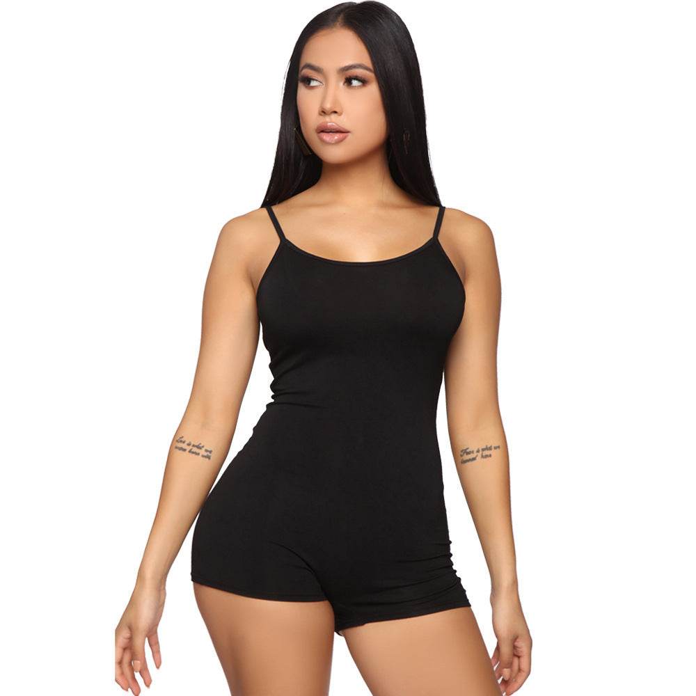 Women's One piece Athleisure wear Sleeveless Suspender Workout Yoga Short Jumpsuit - Velora